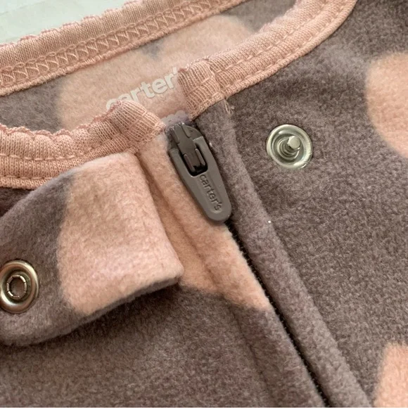 🦚2/$18 Carter’s Heart 2-Way Zip Cotton Blend Sleep & Play Pajamas - Picture 7 of 15